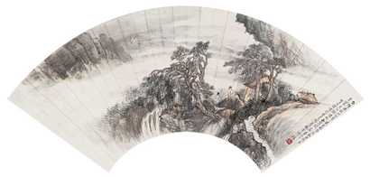 贺天健 1939年作 山水扇面 镜心